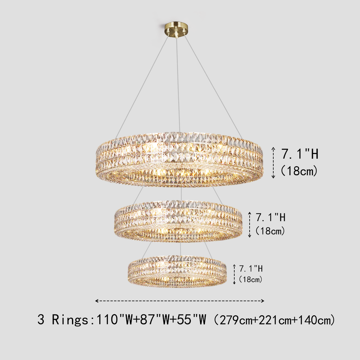 Massey Halo Crystal Multi-Tier Ring Chandelier