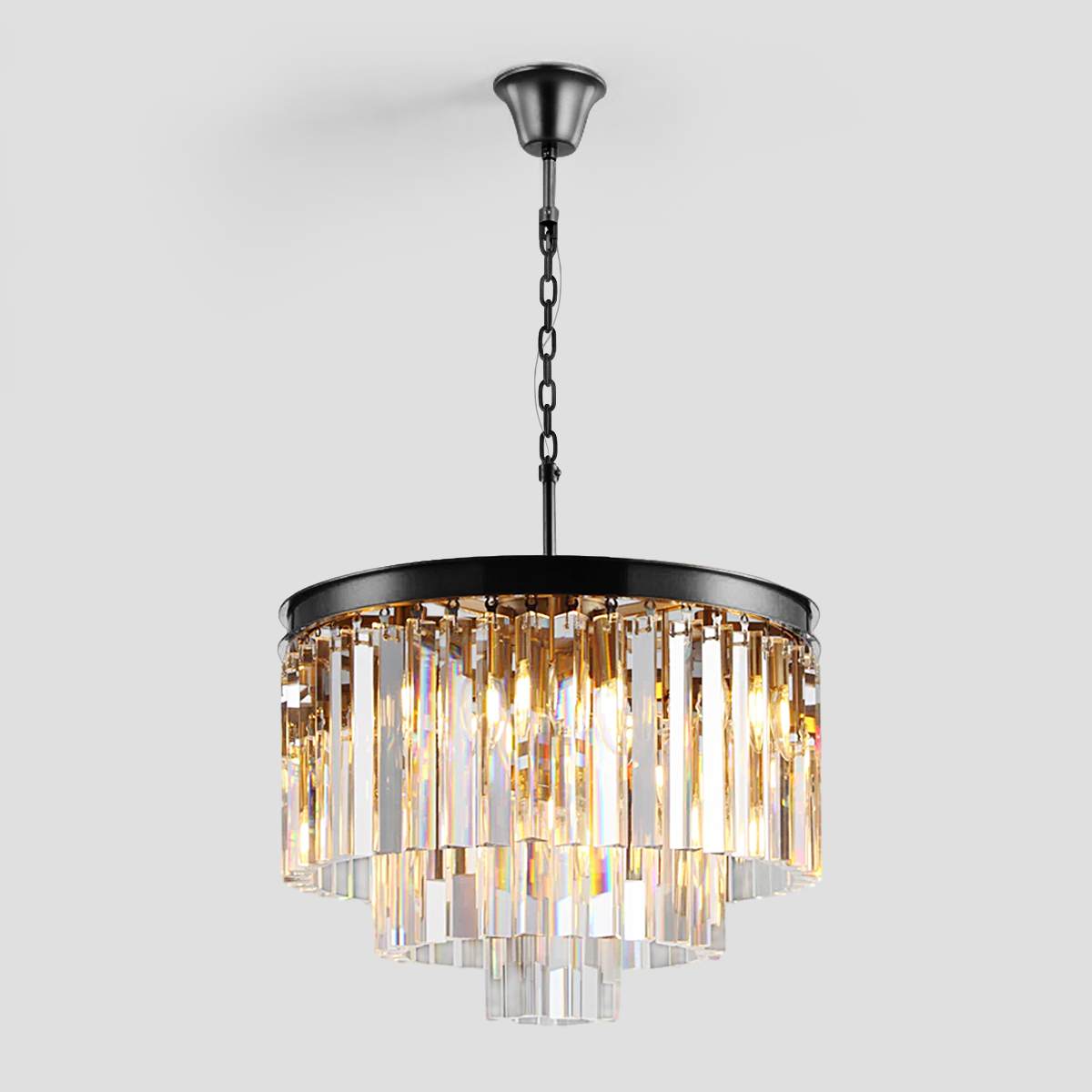 Beckett Multi-Tier Clear/Smoke Crystal Round Chandelier