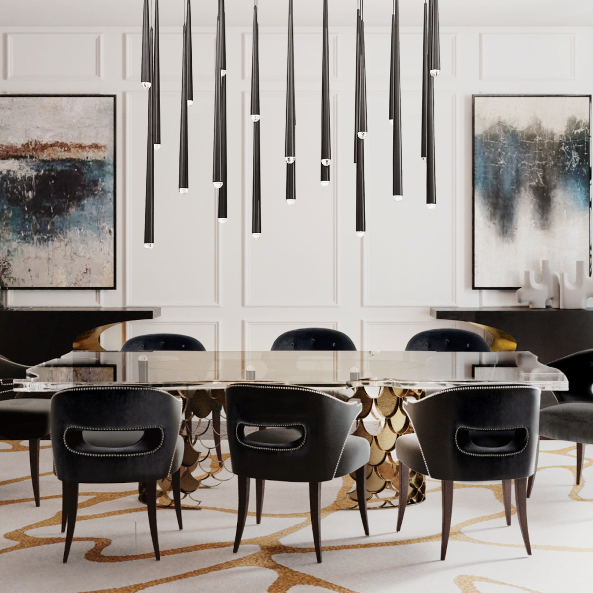 Droop Rectangle Tubular Chandelier