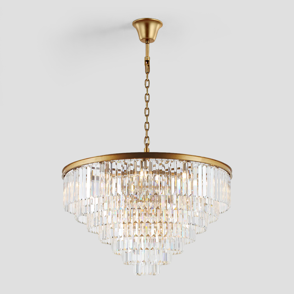 Beckett Multi-Tier Clear/Smoke Crystal Round Chandelier