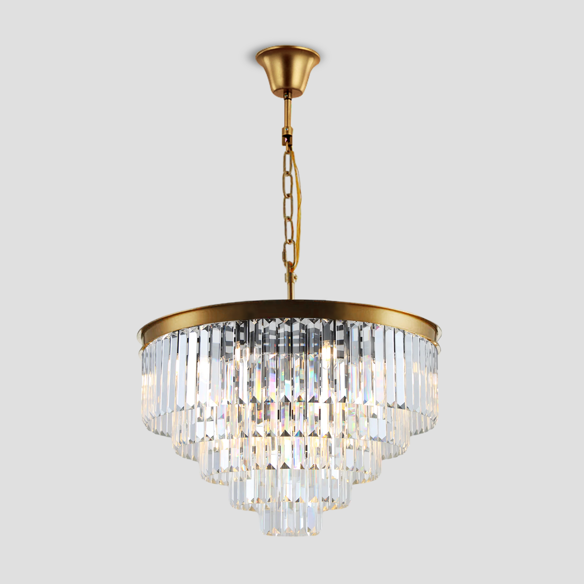 Beckett Multi-Tier Clear/Smoke Crystal Round Chandelier