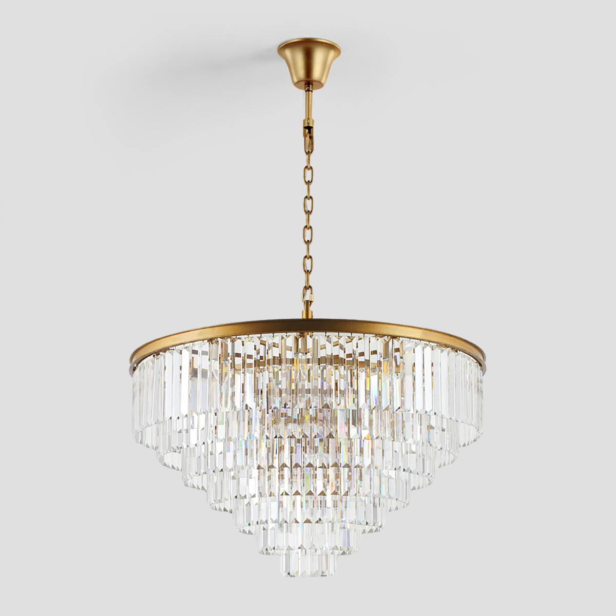 Beckett Multi-Tier Clear/Smoke Crystal Round Chandelier