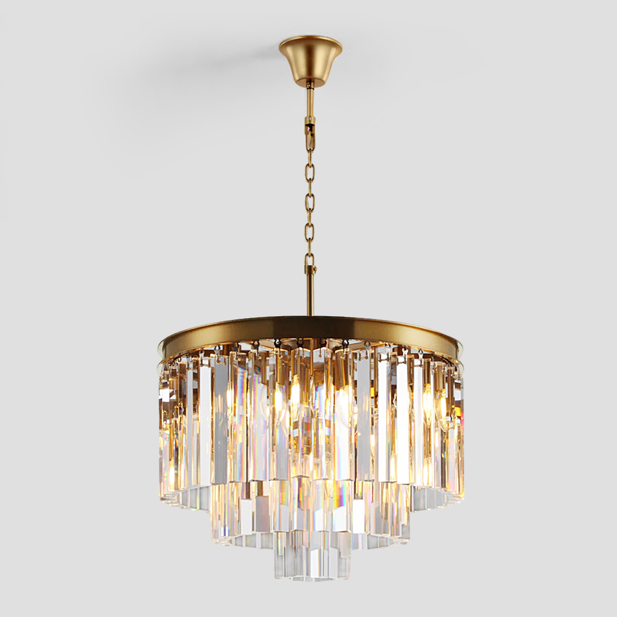 Beckett Multi-Tier Clear/Smoke Crystal Round Chandelier