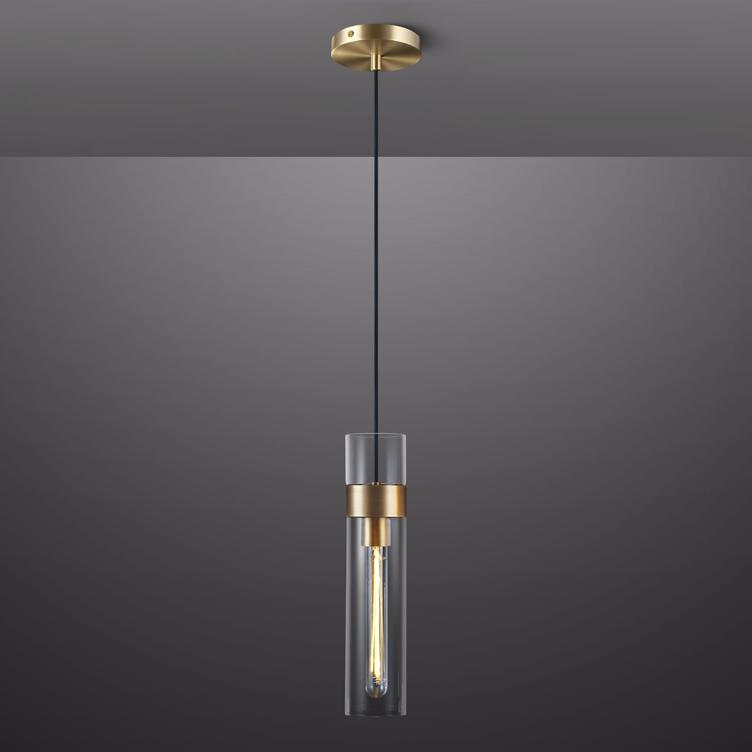 Glass Tube Brass Pendant Lights 1 Light/7 Lights