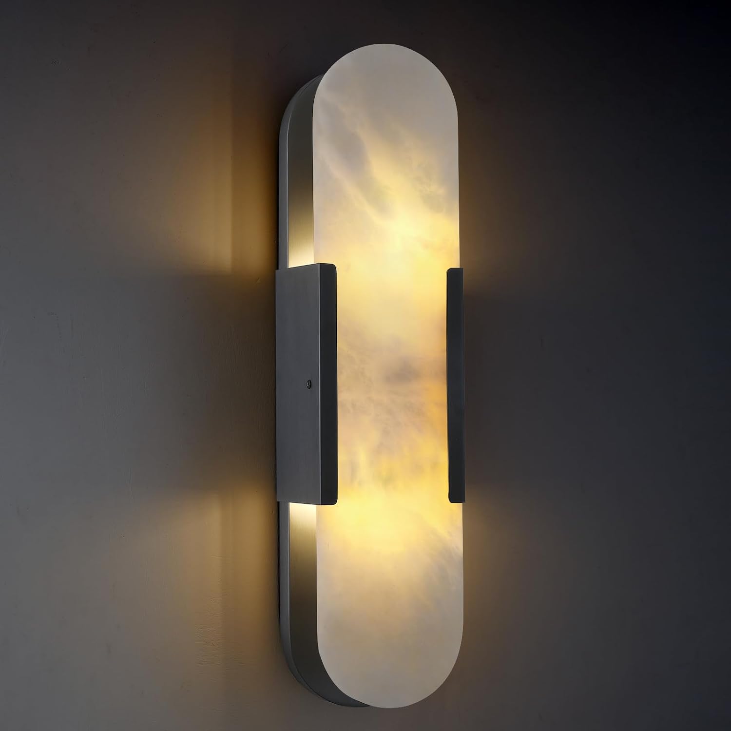 Oval Shaped Alabaster Wall Sconces 13.8" 19.7"