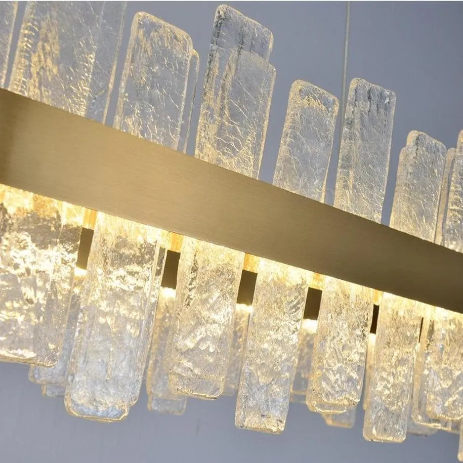 Flake Long Crystal Rectangle Golden Lamp Body Modern Chandelier 32"/40"