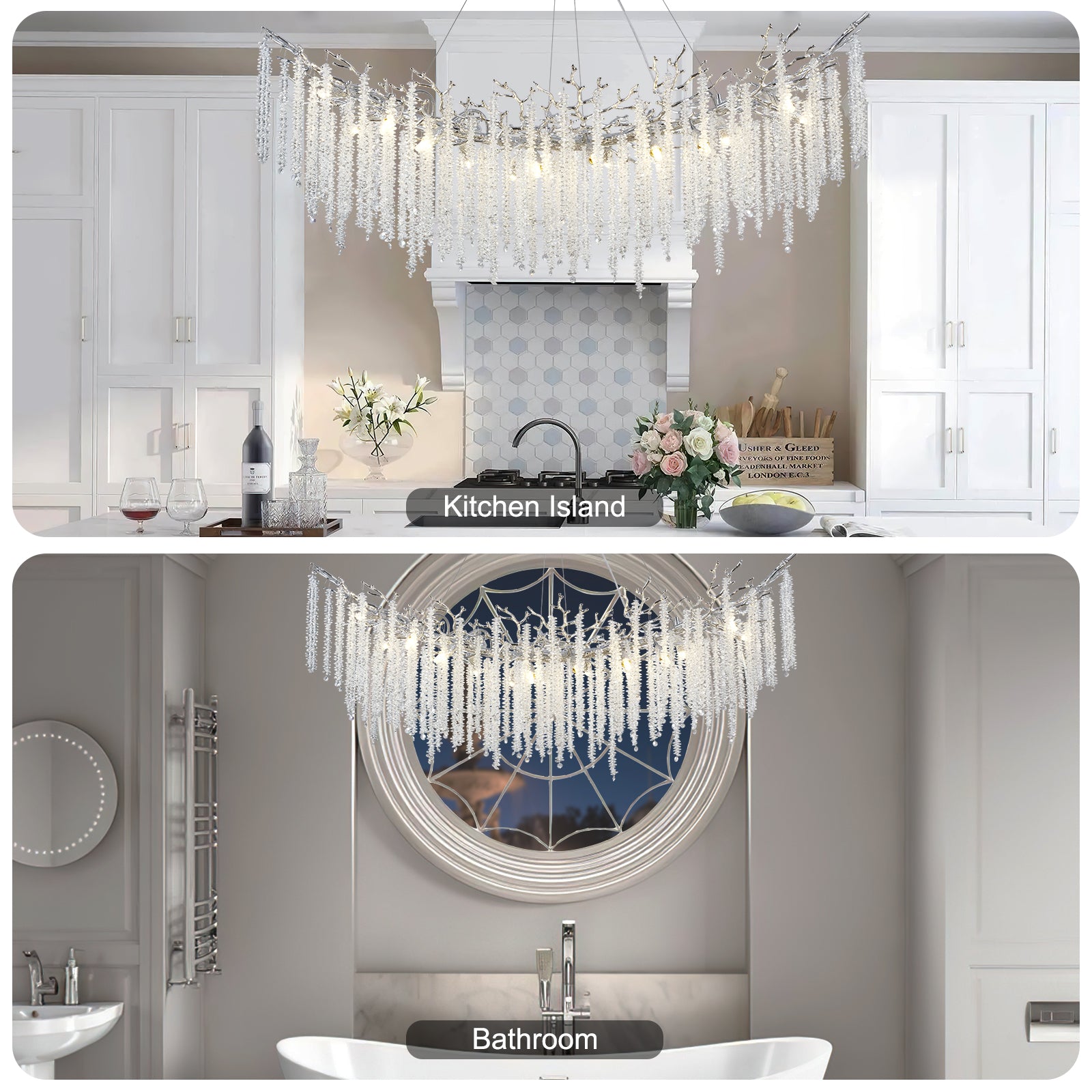 Snow Tree Branches Linear Chandelier for All Rooms 55''