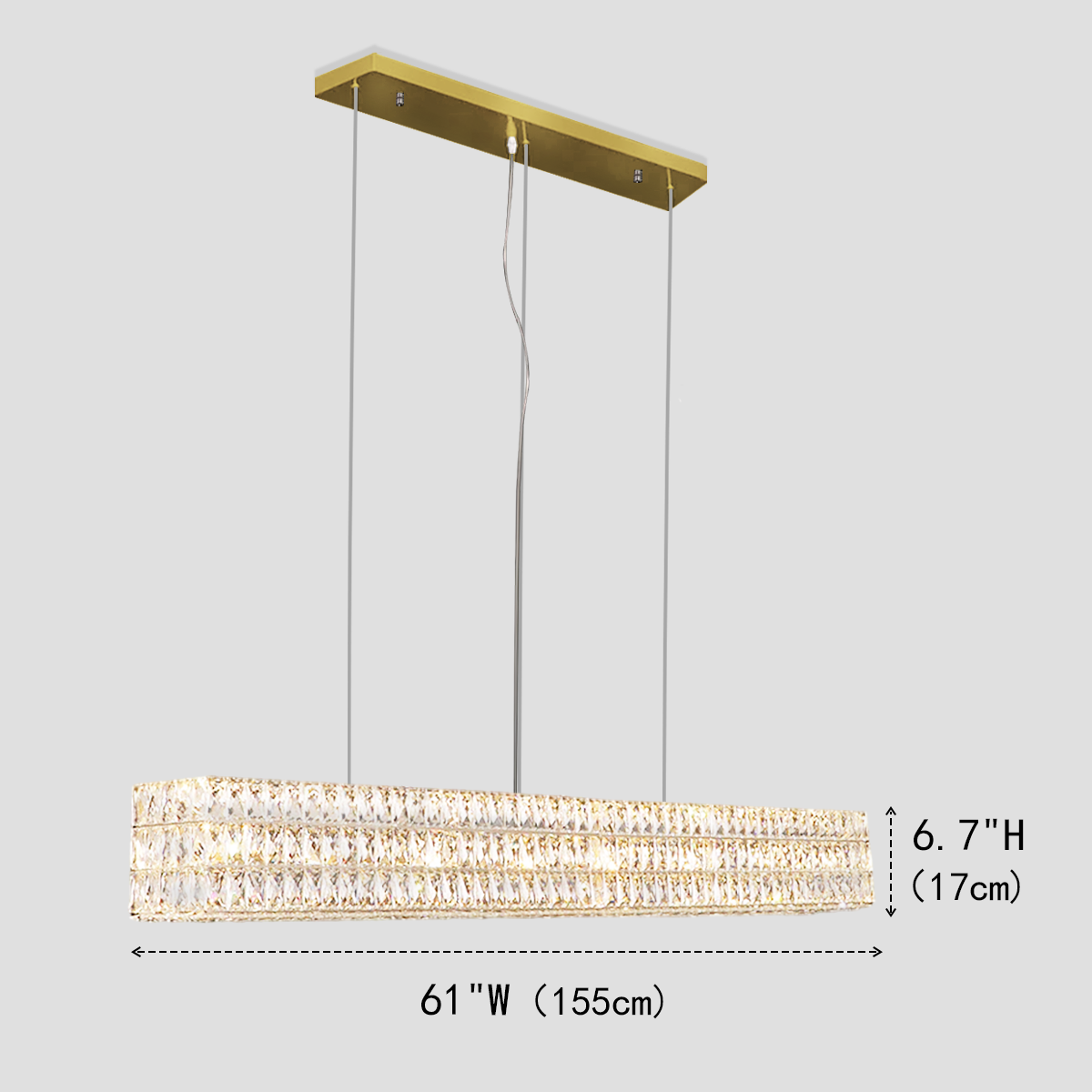 Massey Halo Rectangular Crystal Chandelier