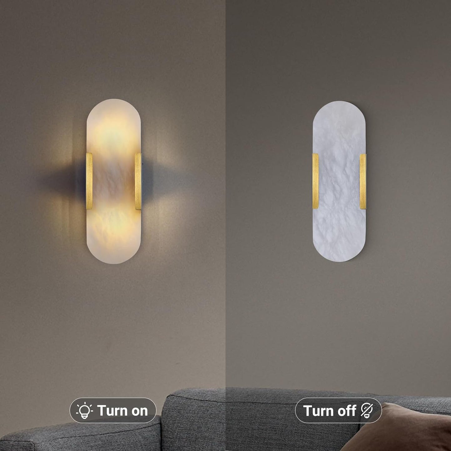 Oval Shaped Alabaster Wall Sconces 13.8" 19.7"