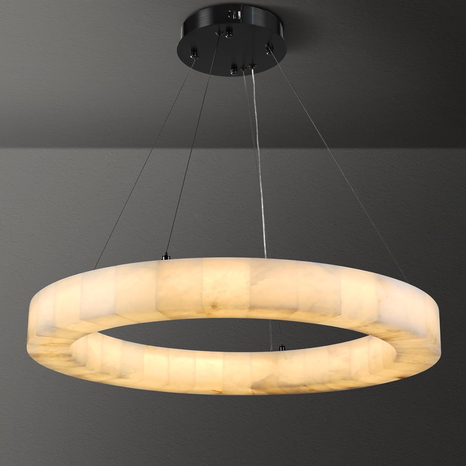 Alabaster Ring Chandelier 30"