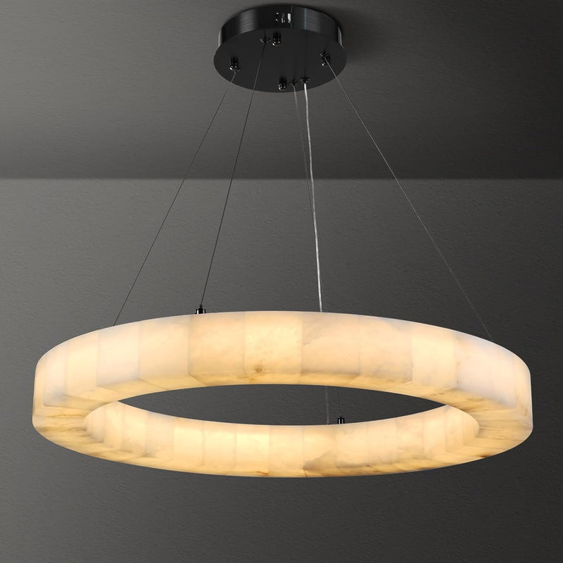 Load image into Gallery viewer, Alabaster Ring Chandelier 30&quot;
