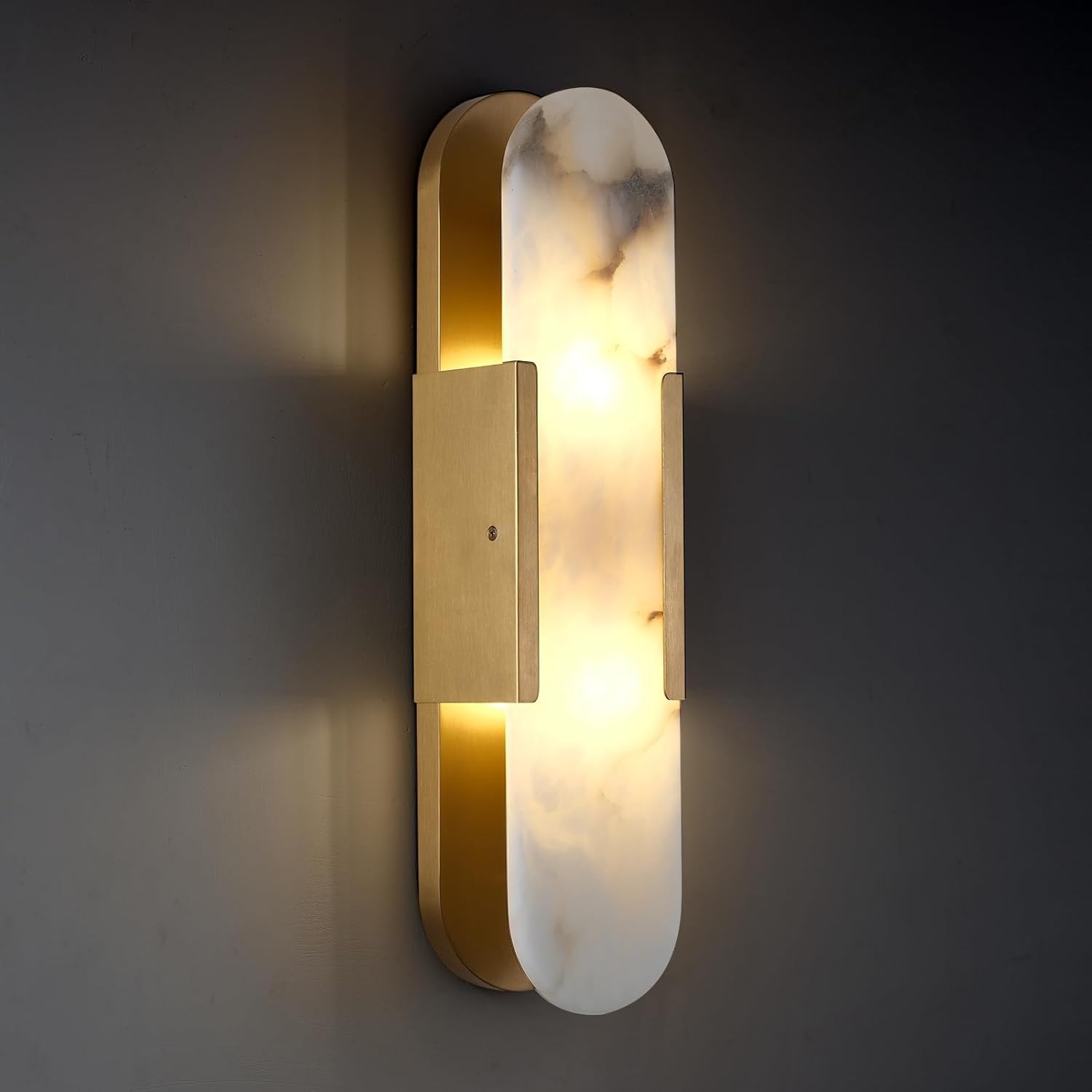 Oval Shaped Alabaster Wall Sconces 13.8" 19.7"