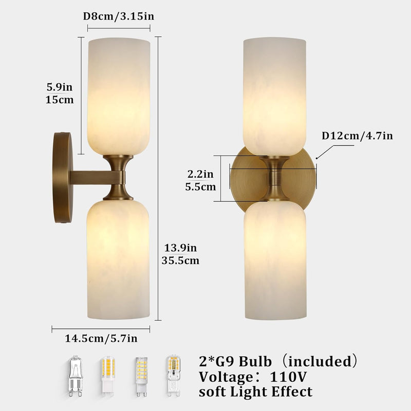 Load image into Gallery viewer, Alabaster 2 heads Wall Sconce for All Scene 13.9&quot;
