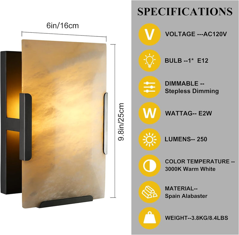 Load image into Gallery viewer, Square Marble Slice Wall Sconce 9.8&quot;
