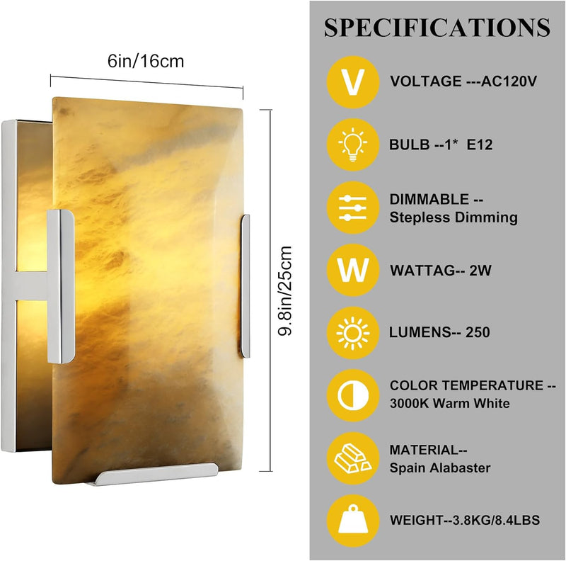 Load image into Gallery viewer, Square Marble Slice Wall Sconce 9.8&quot;
