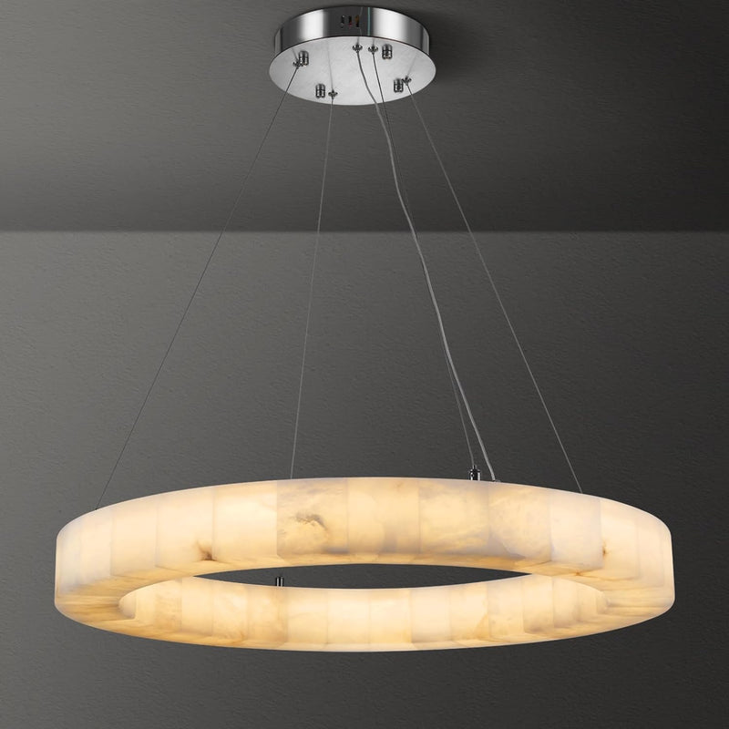 Load image into Gallery viewer, Alabaster Ring Chandelier 30&quot;
