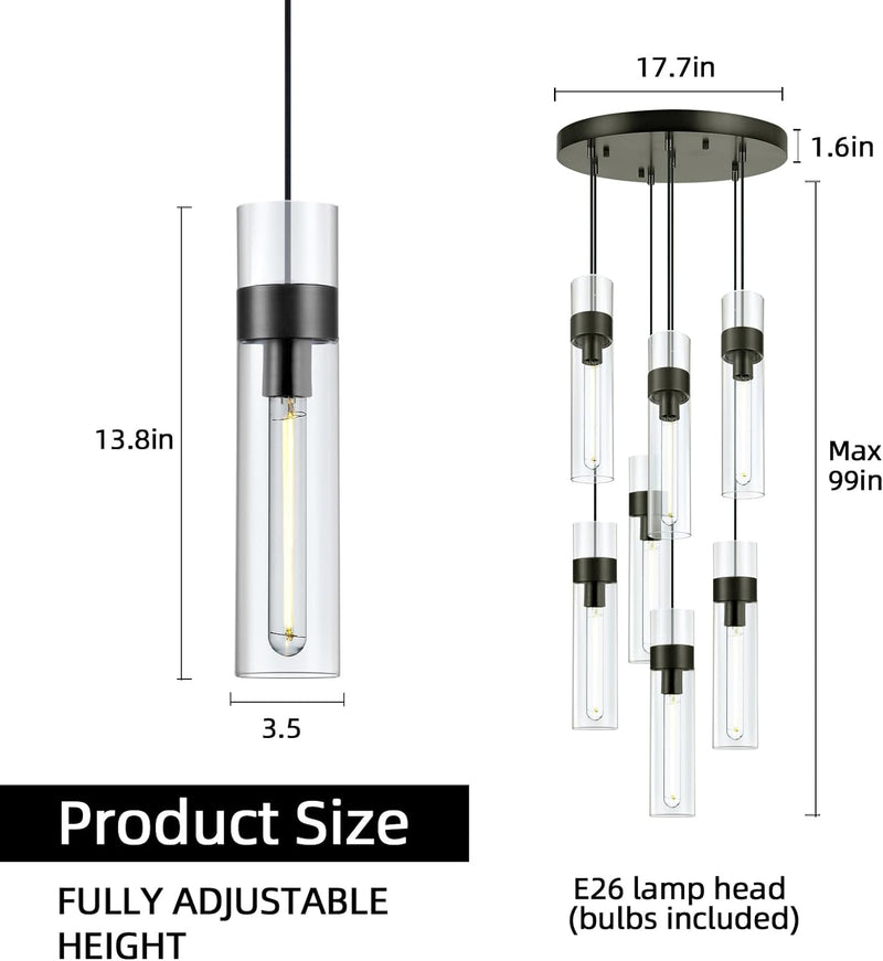 Load image into Gallery viewer, Glass Tube Brass Pendant Lights 1 Light/7 Lights
