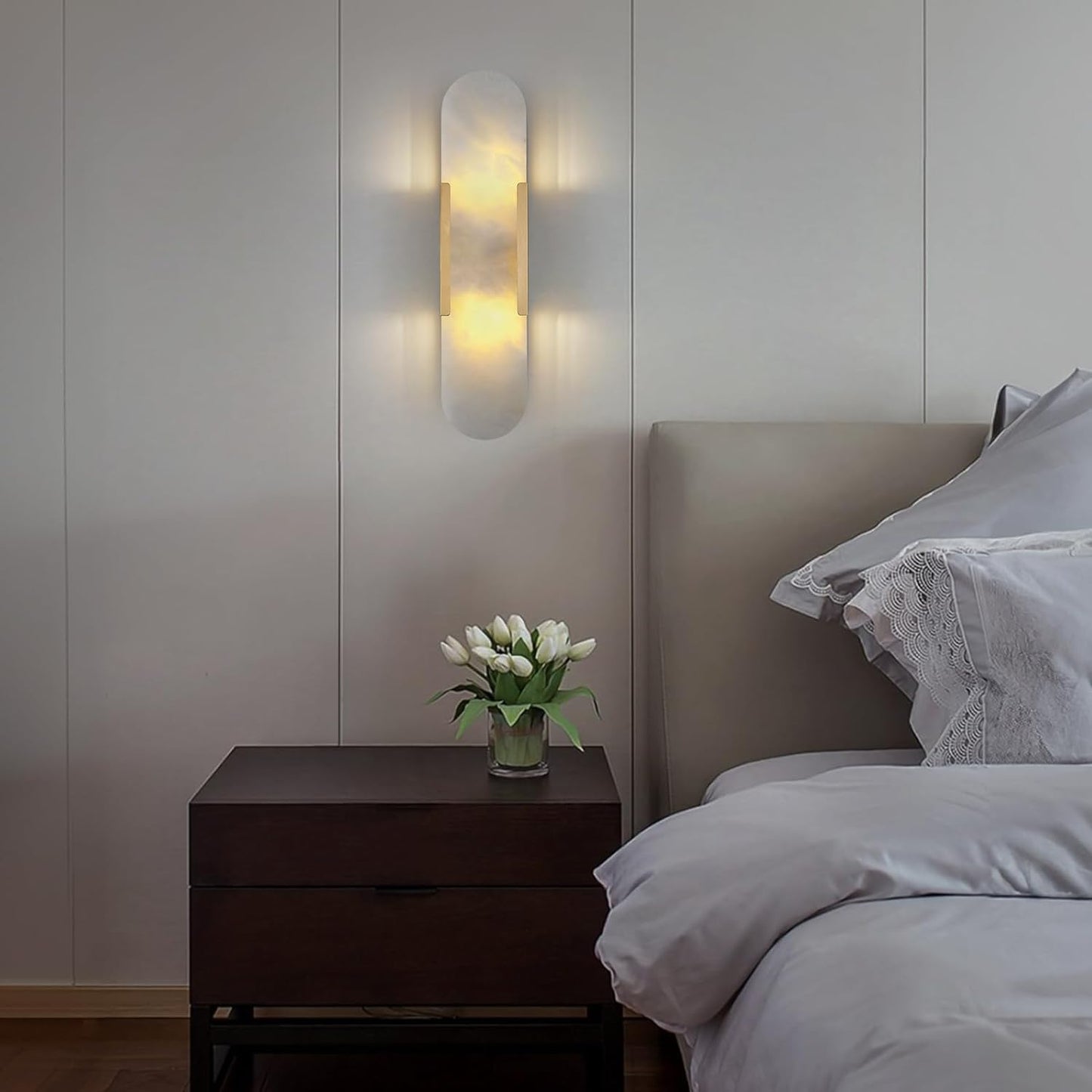 Oval Shaped Alabaster Wall Sconces 13.8" 19.7"