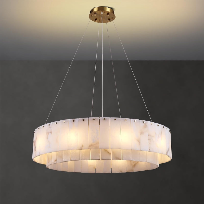 Load image into Gallery viewer, Sawyer Alabaster Round/Rectangle Chandelier
