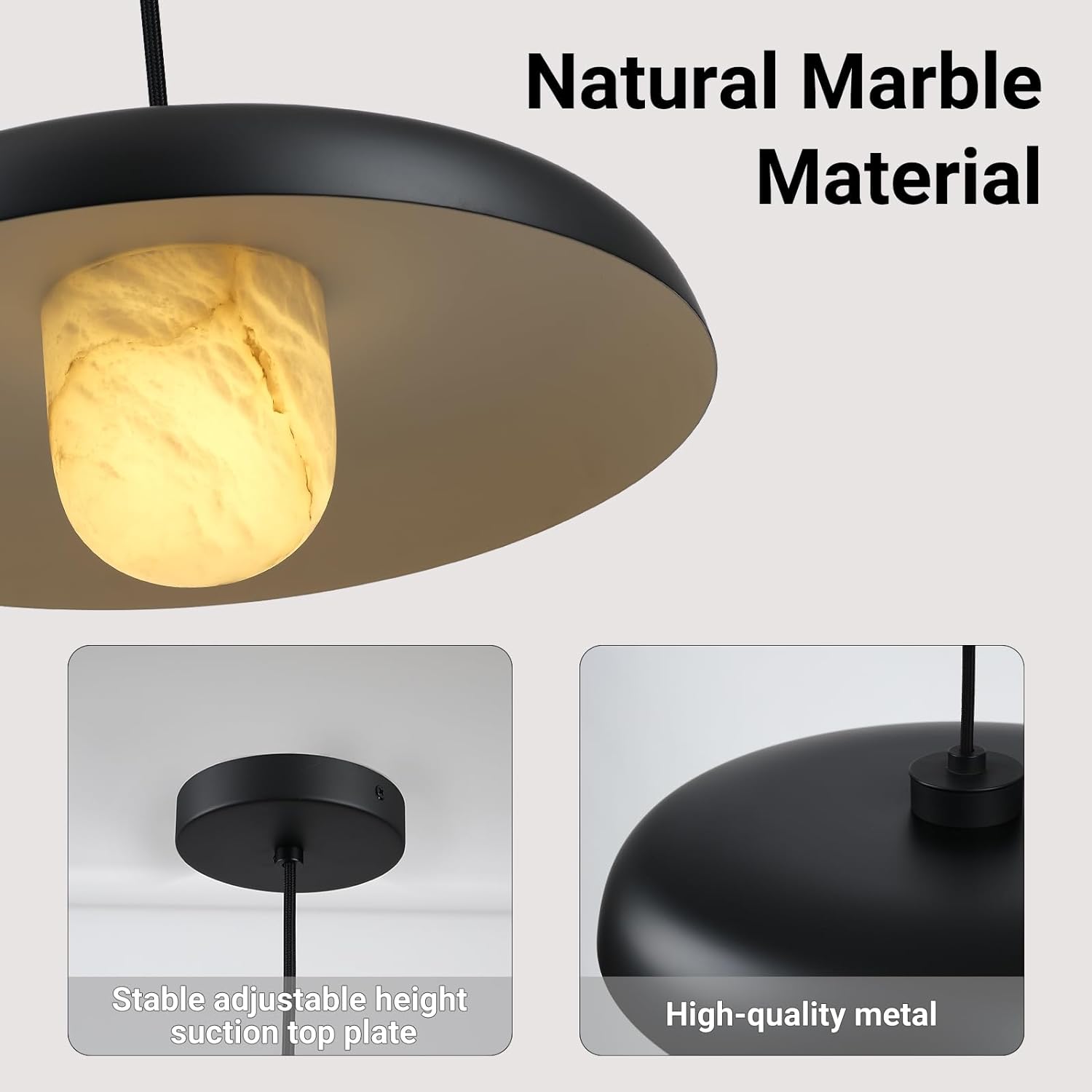 Alabaster Marble Black Lampshade Pendant Lights for All Rooms