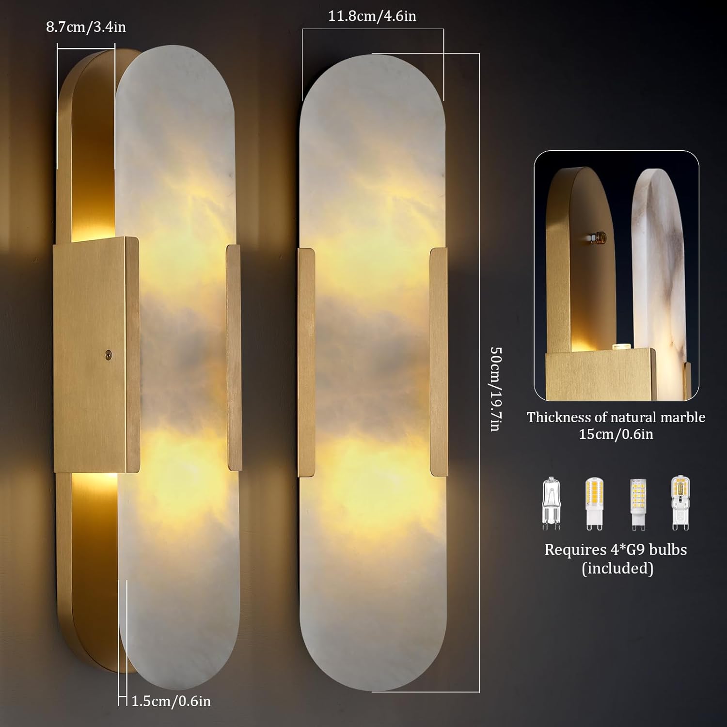 Oval Shaped Alabaster Wall Sconces 13.8" 19.7"