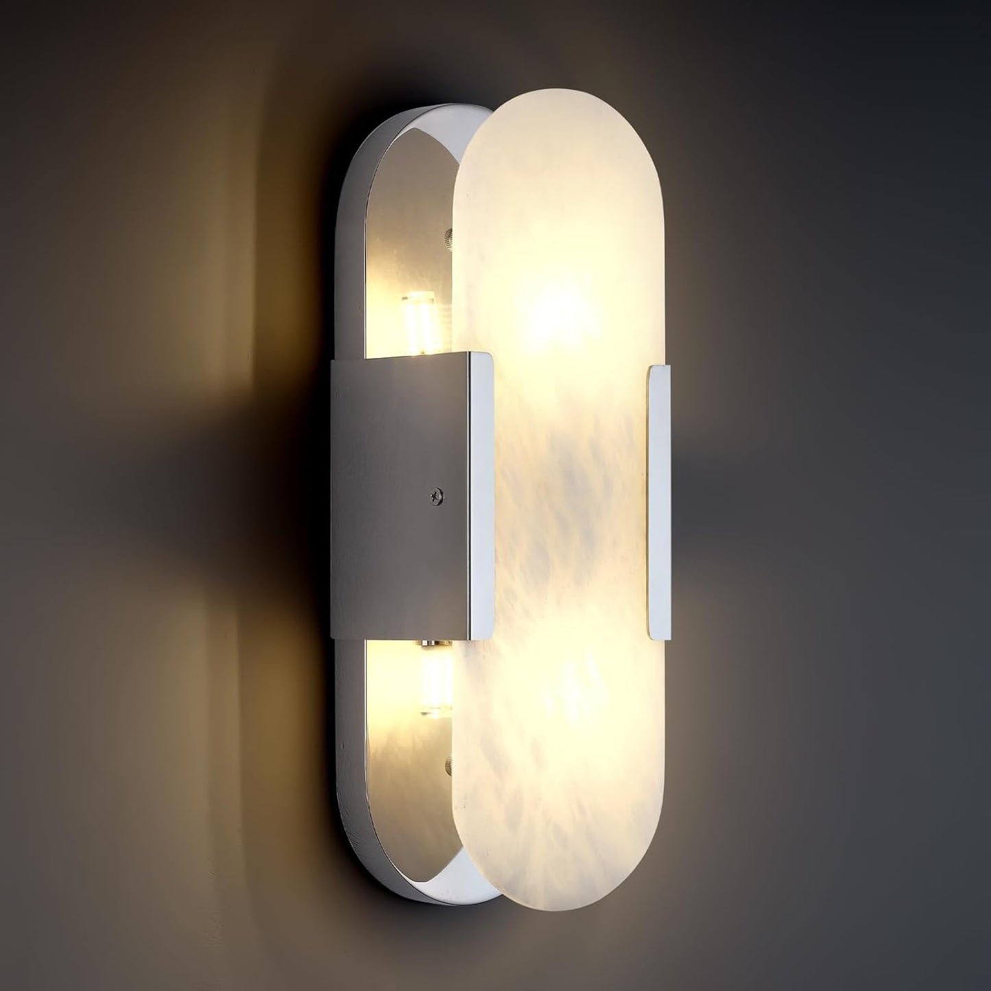 Oval Shaped Alabaster Wall Sconces 13.8" 19.7"