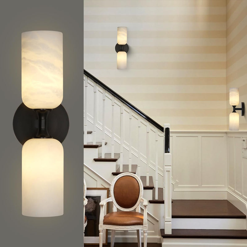 Load image into Gallery viewer, Alabaster 2 heads Wall Sconce for All Scene 13.9&quot;
