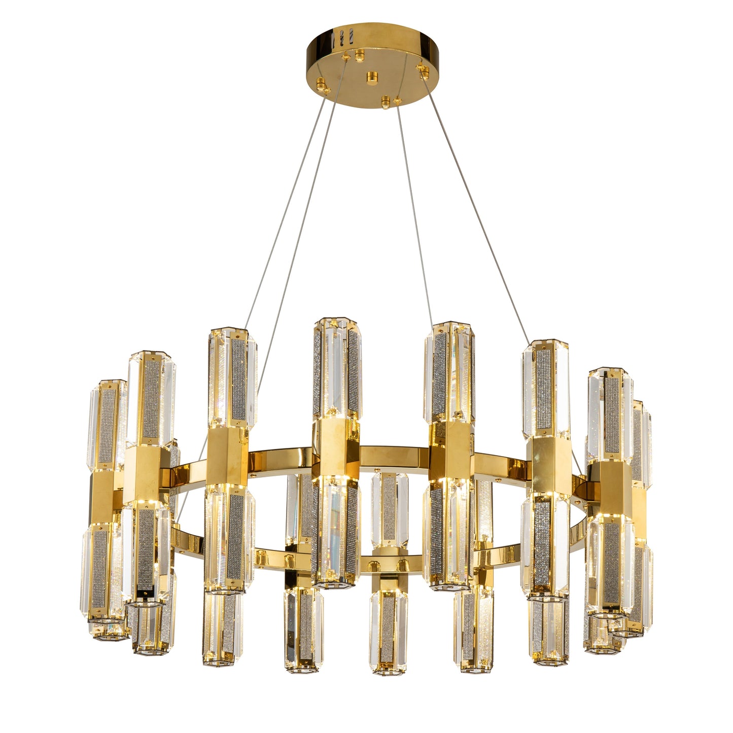 Olivia 3-Tier 32" Round Crystal Led Chandelier