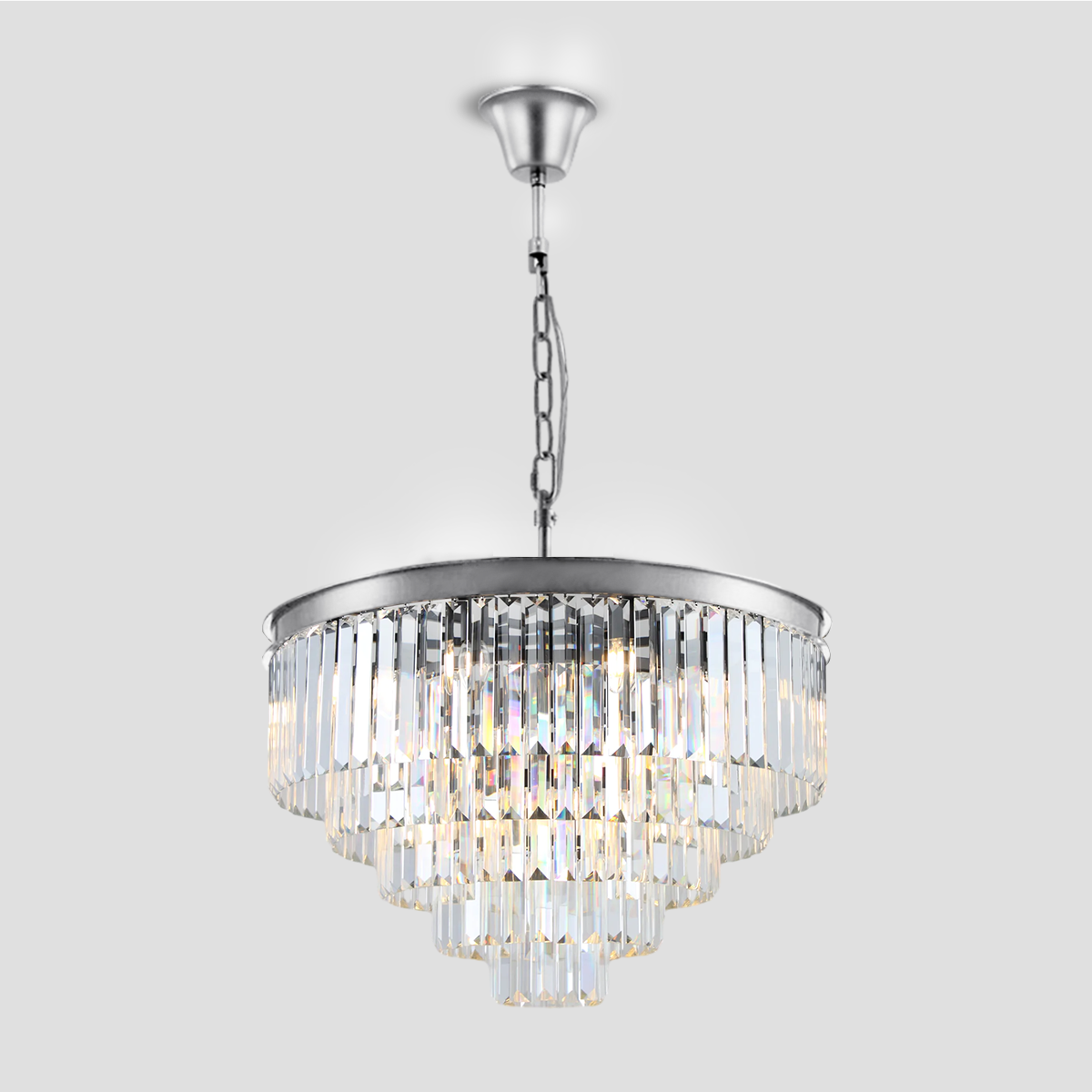 Beckett Multi-Tier Clear/Smoke Crystal Round Chandelier