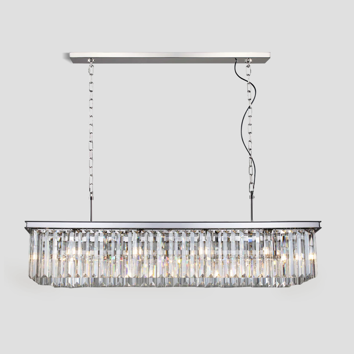 Beckett Single-Tier Rectangular Crystal Rod Chandelier