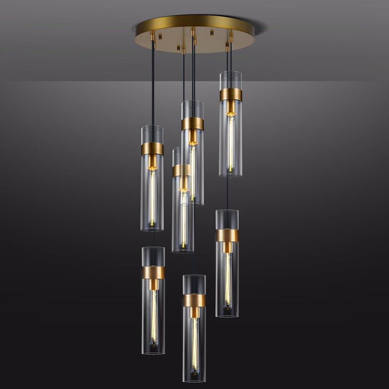 Load image into Gallery viewer, Glass Tube Brass Pendant Lights 1 Light/7 Lights
