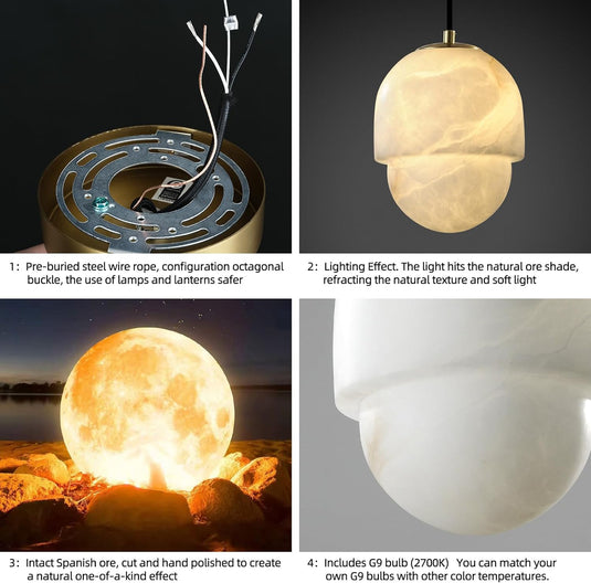 Capsule/Bilayer/Raindrop Type Alabaster Marble Modern Pendant for All Scene