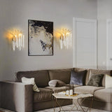 Ice Strip Crystal Gold Wall Sconce for All Rooms 17.7"H