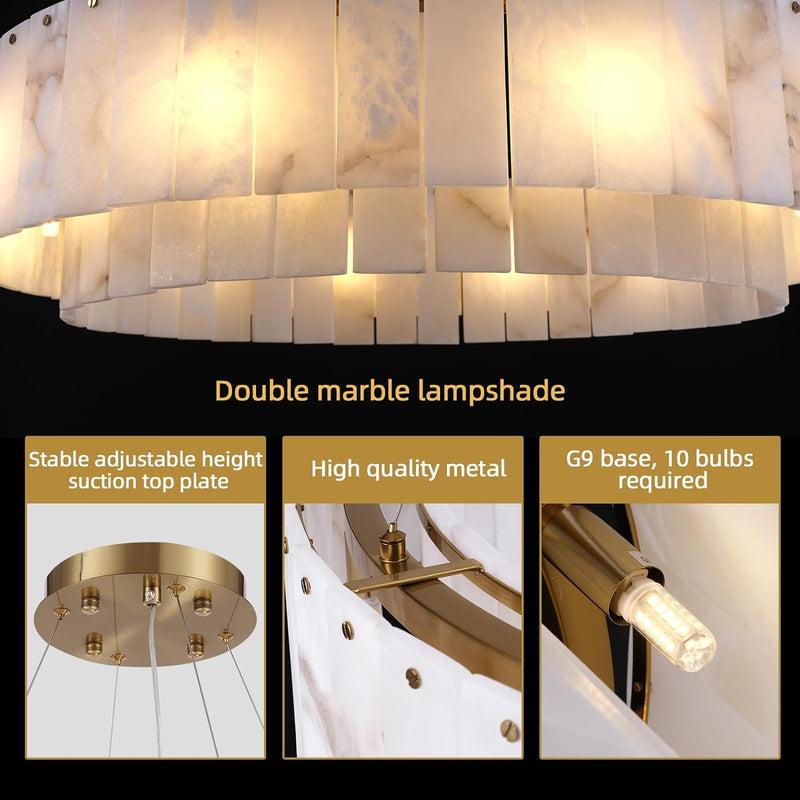 Load image into Gallery viewer, Sawyer Alabaster Round/Rectangle Chandelier
