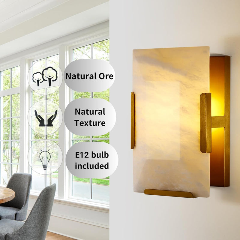 Load image into Gallery viewer, Square Marble Slice Wall Sconce 9.8&quot;
