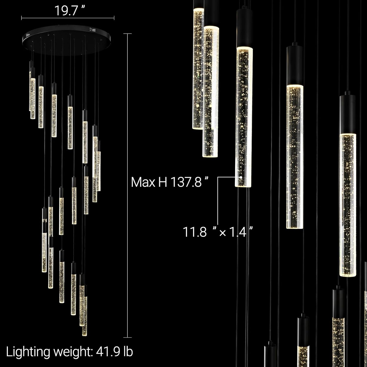 20-Light Modern LED High Ceiling Chandelier