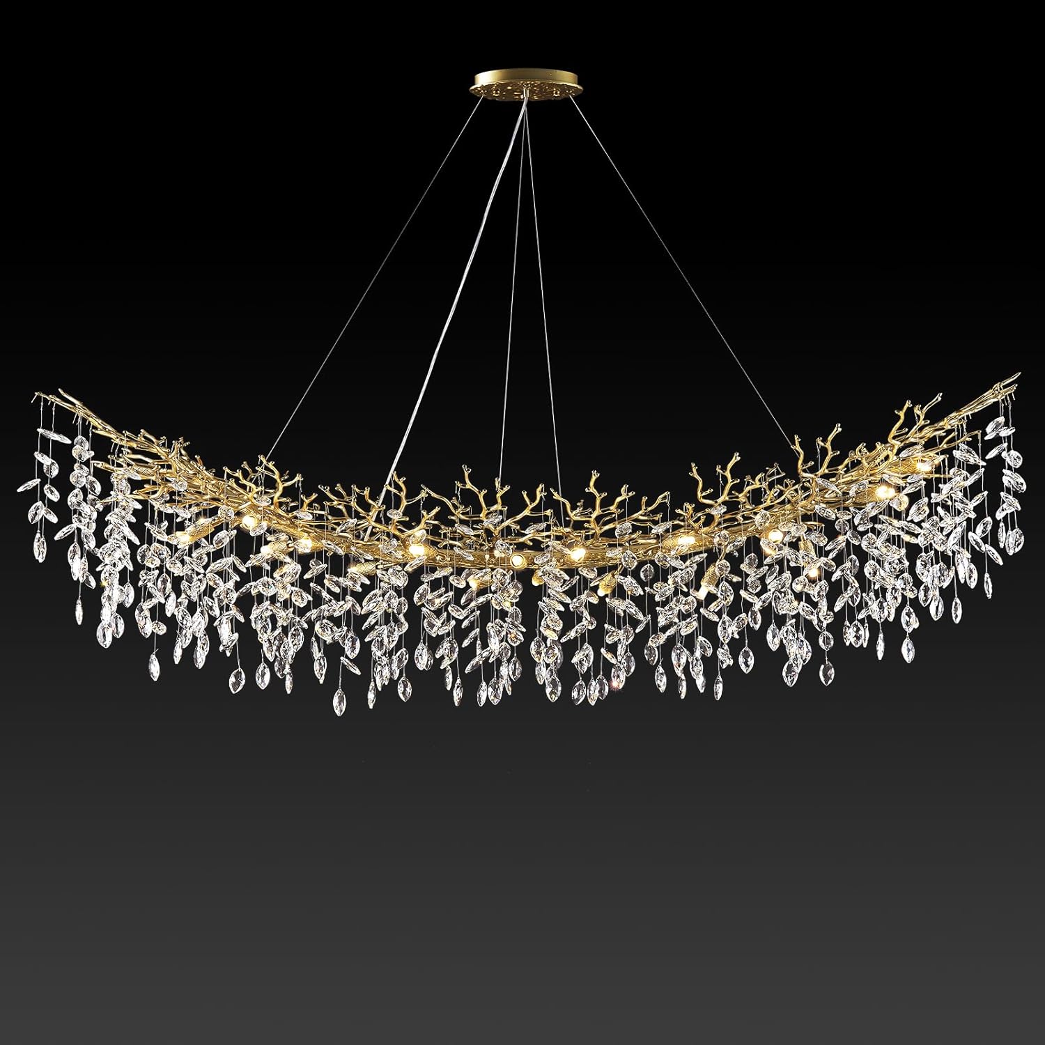 Ice Eye Modern Crystal Tree Branch Linear Chandelier for All Rooms 55" 72"