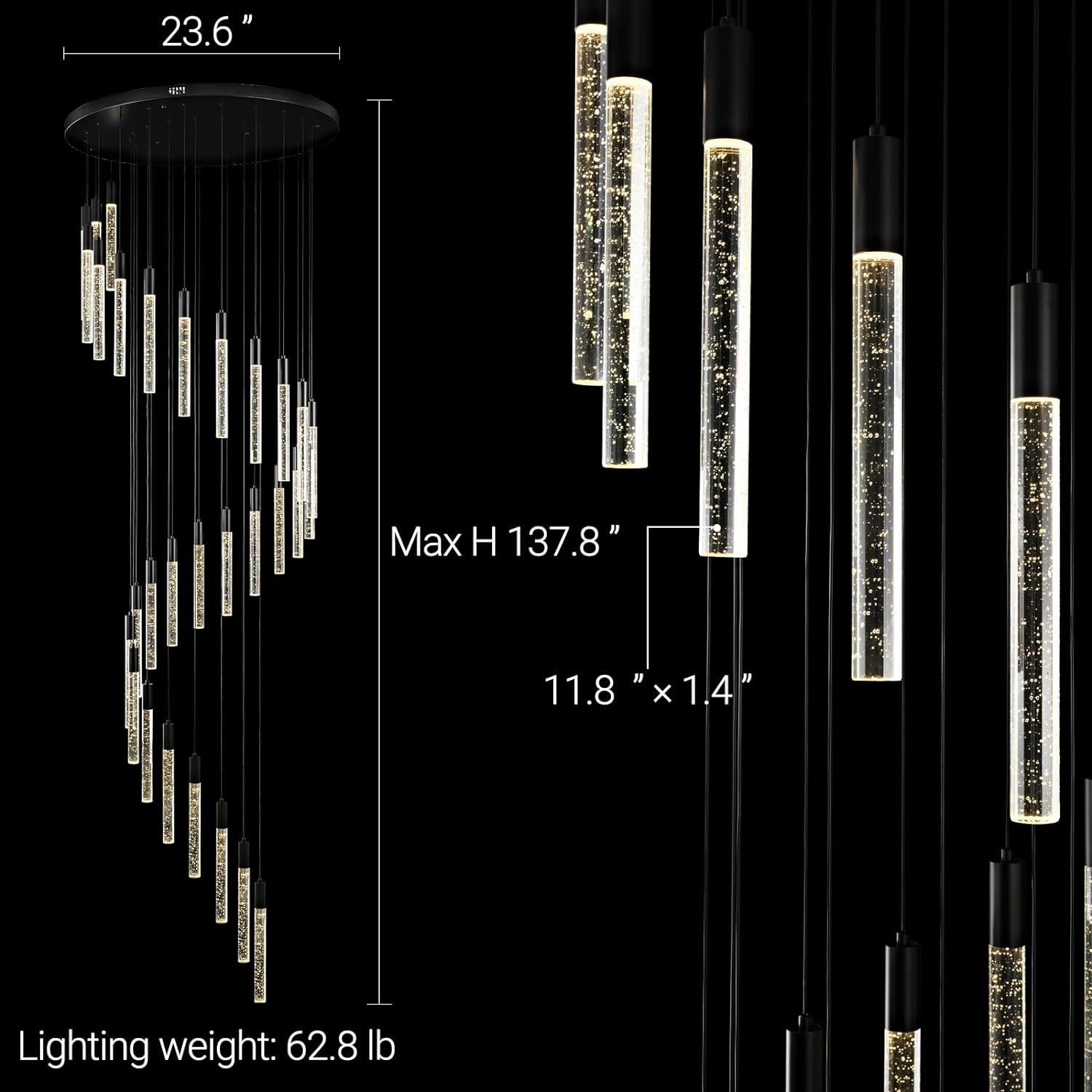 20-Light Modern LED High Ceiling Chandelier