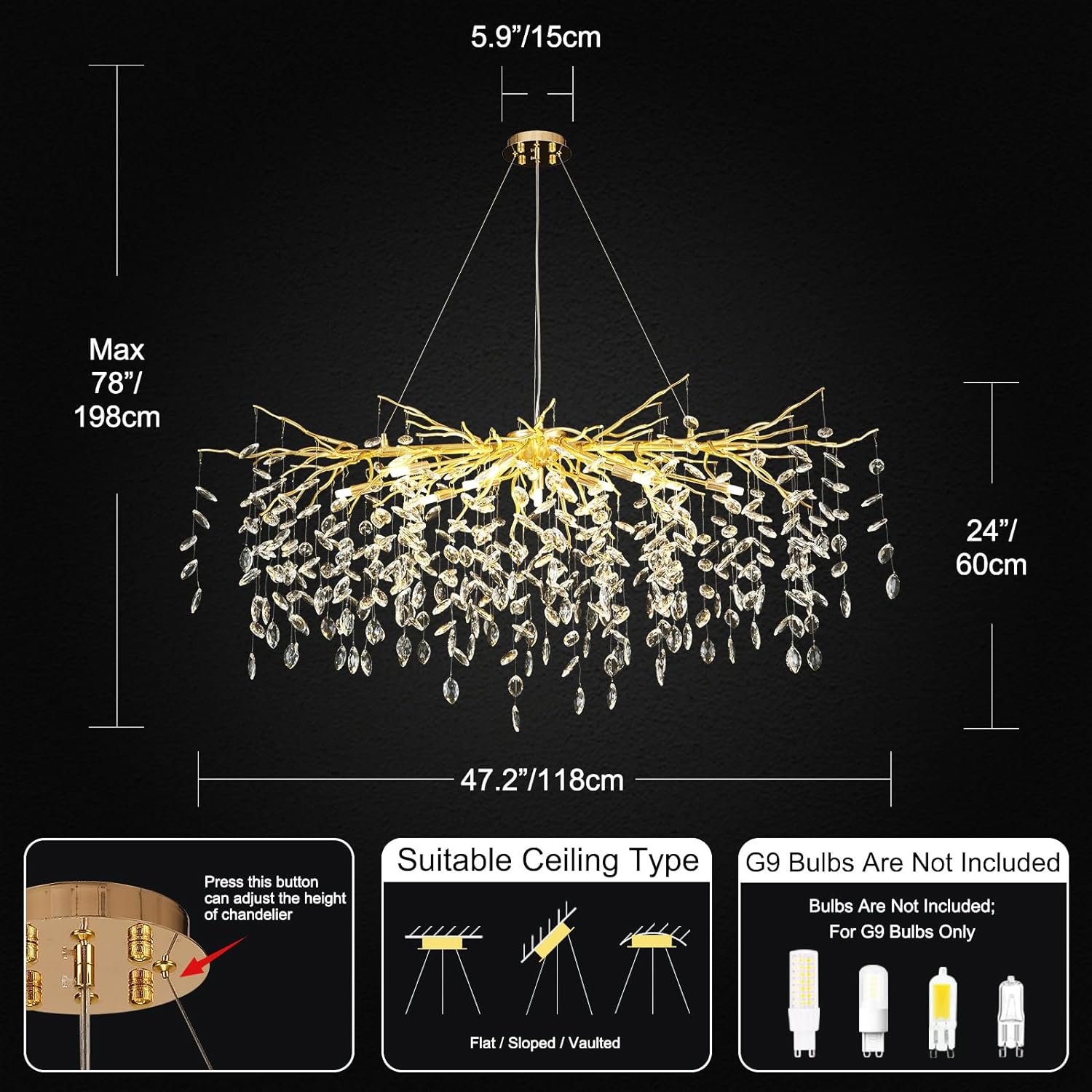 Ice Eyes Tree Branch Chandelier for All rooms 47"