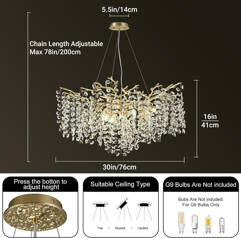 Load image into Gallery viewer, Snow Tree Branch Crystal Chandelier for All Rooms 30&quot; 40&quot; 55&quot;
