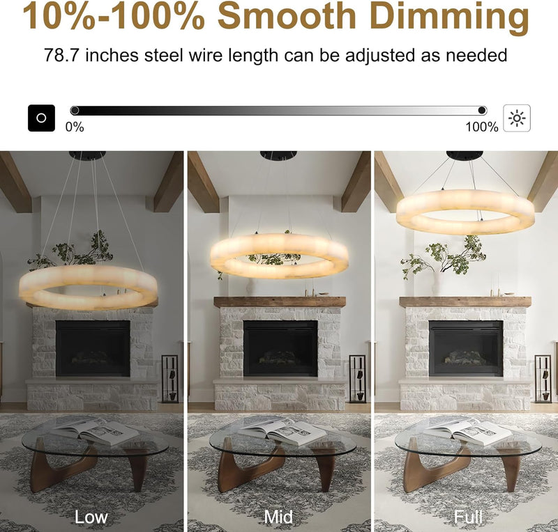 Load image into Gallery viewer, Alabaster Ring Chandelier 30&quot;
