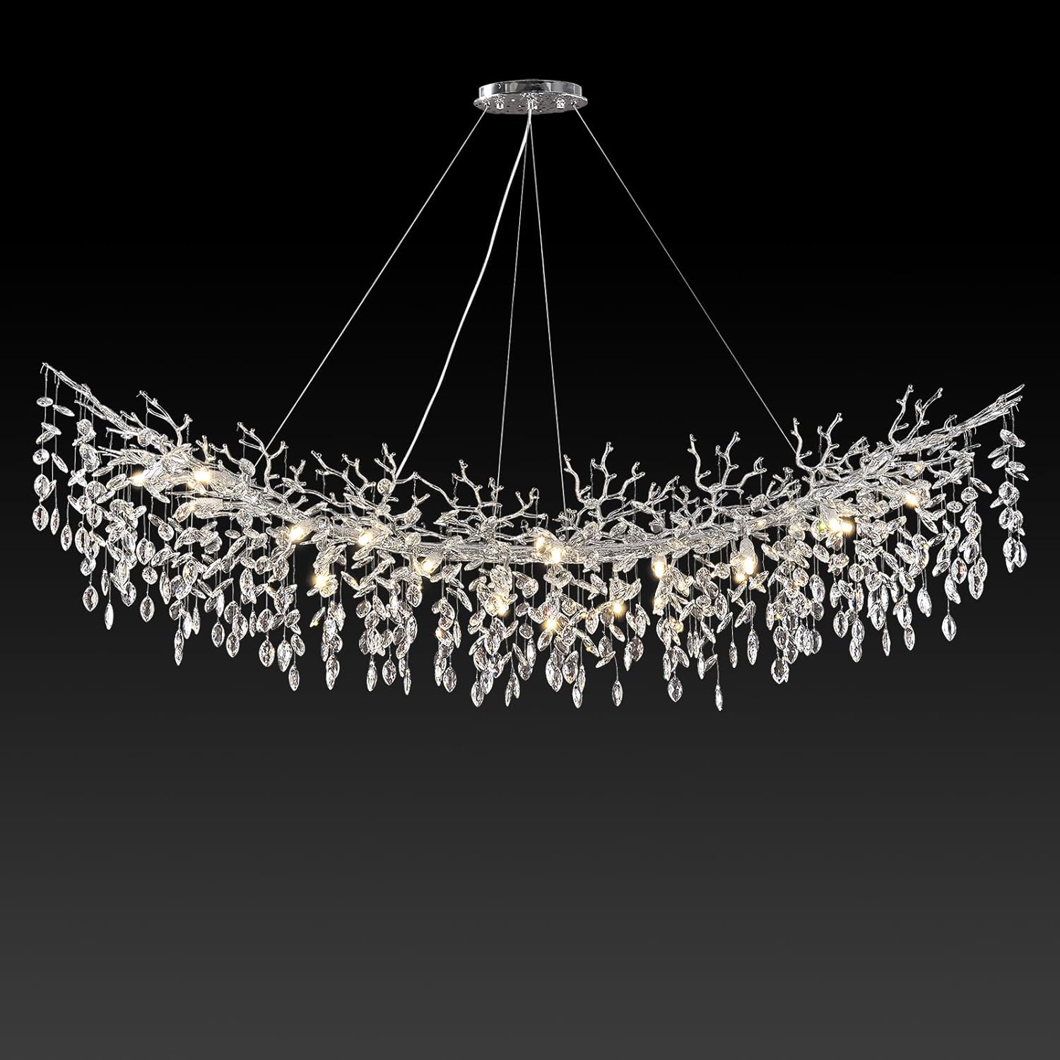 Ice Eye Modern Crystal Tree Branch Linear Chandelier for All Rooms 55" 72"