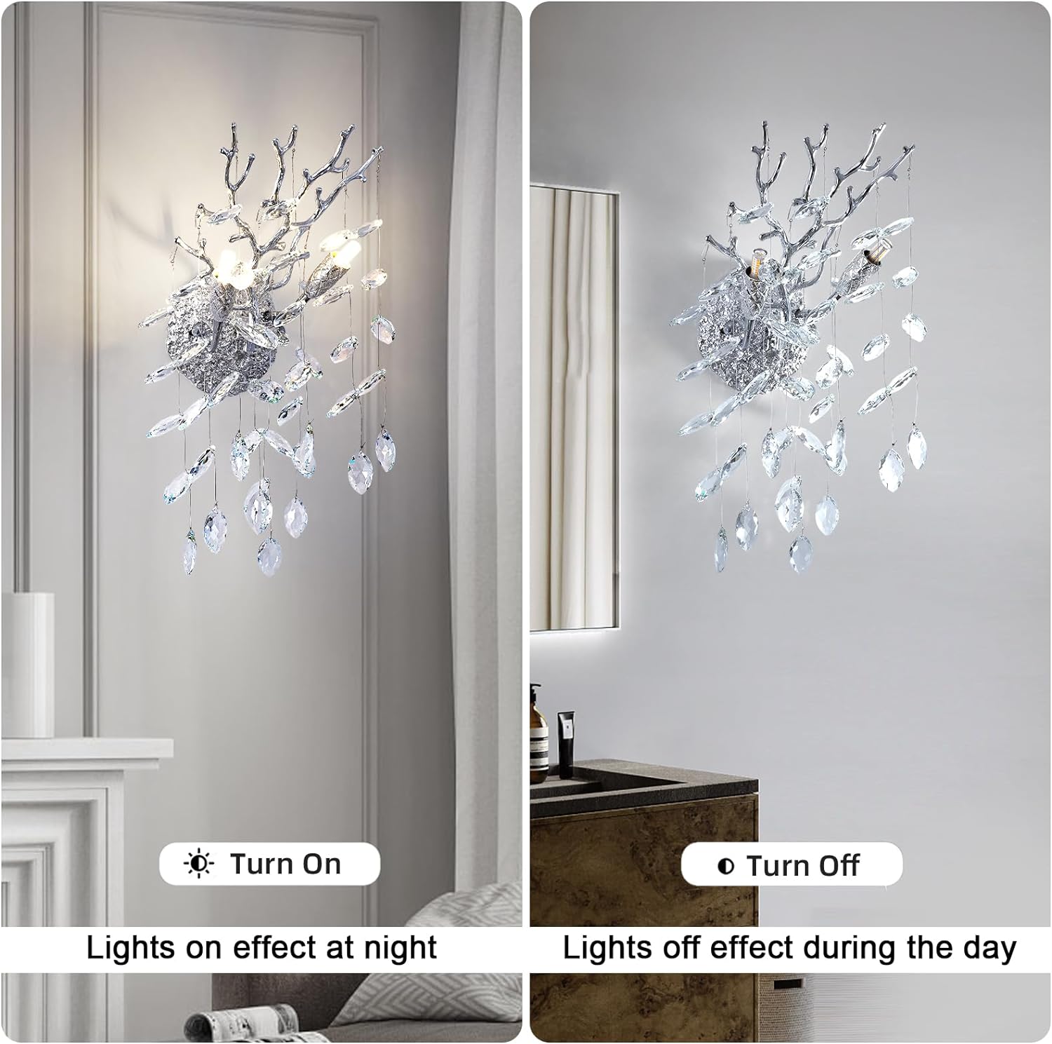 Ice Eye Crystal Gold/Silver Wall Sconce for All Rooms 10"H
