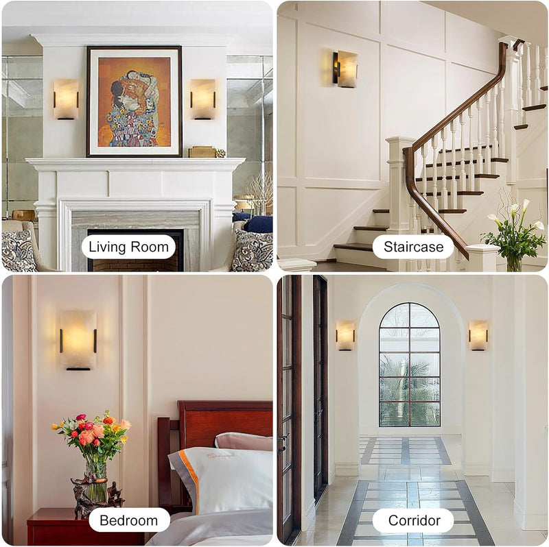 Load image into Gallery viewer, Square Marble Slice Wall Sconce 9.8&quot;
