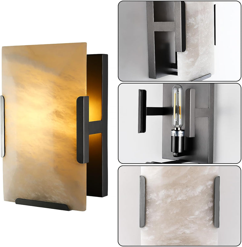 Load image into Gallery viewer, Square Marble Slice Wall Sconce 9.8&quot;
