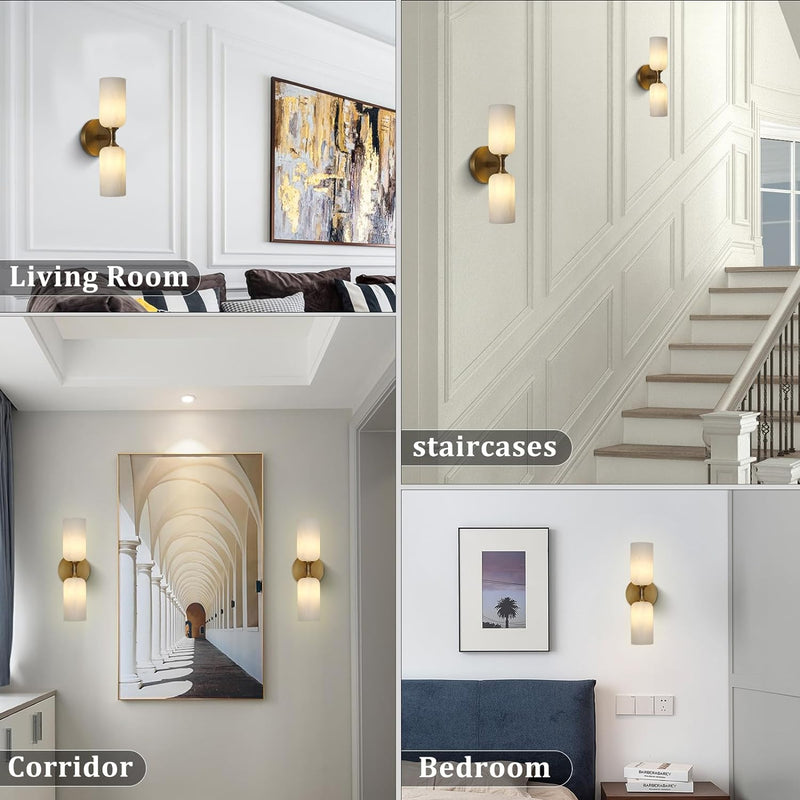 Load image into Gallery viewer, Alabaster 2 heads Wall Sconce for All Scene 13.9&quot;
