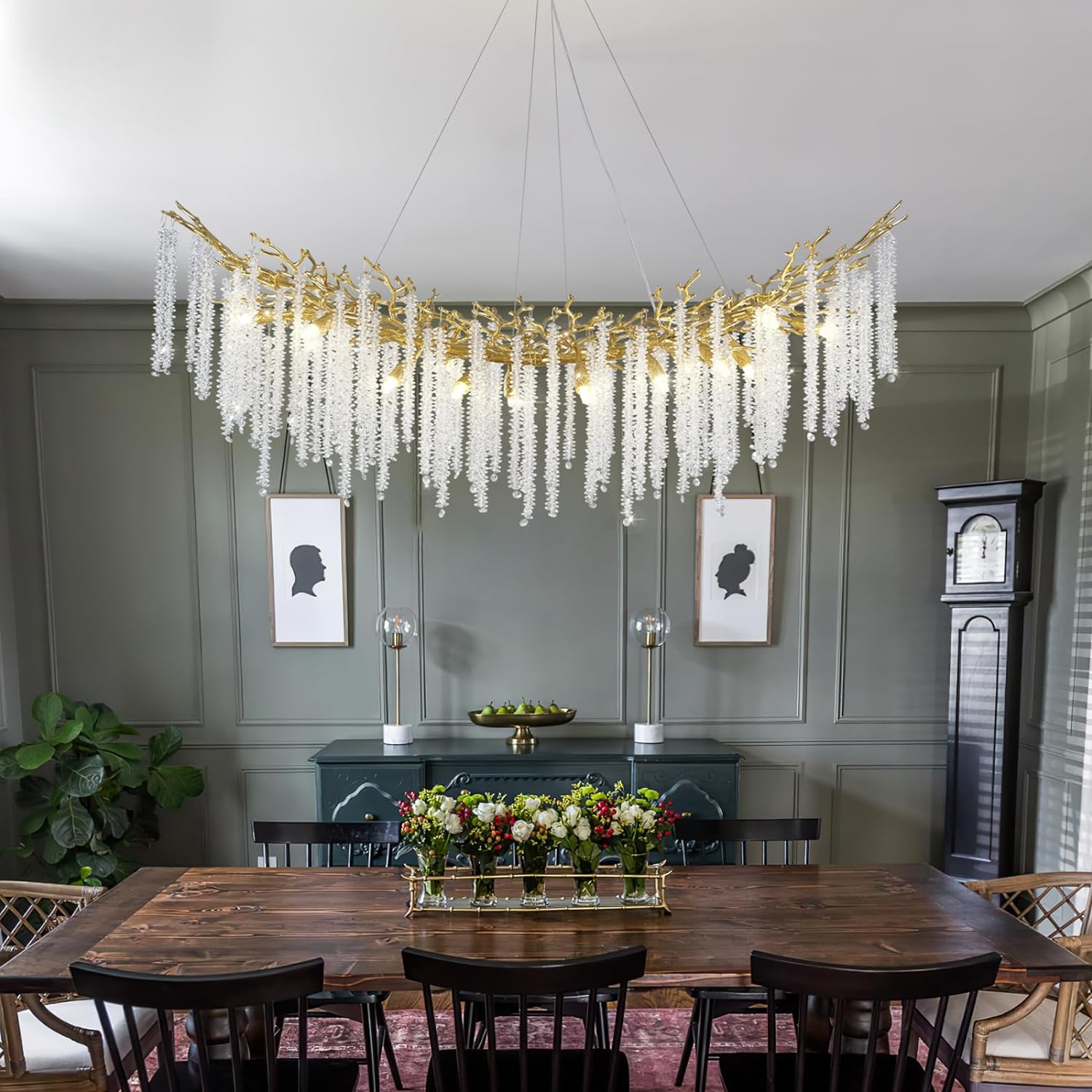 Snow Tree Branches Linear Chandelier for All Rooms 55''