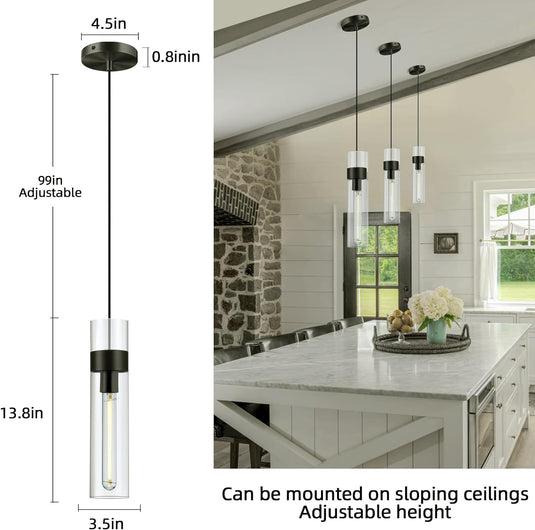 Glass Tube Brass Pendant Lights 1 Light/7 Lights