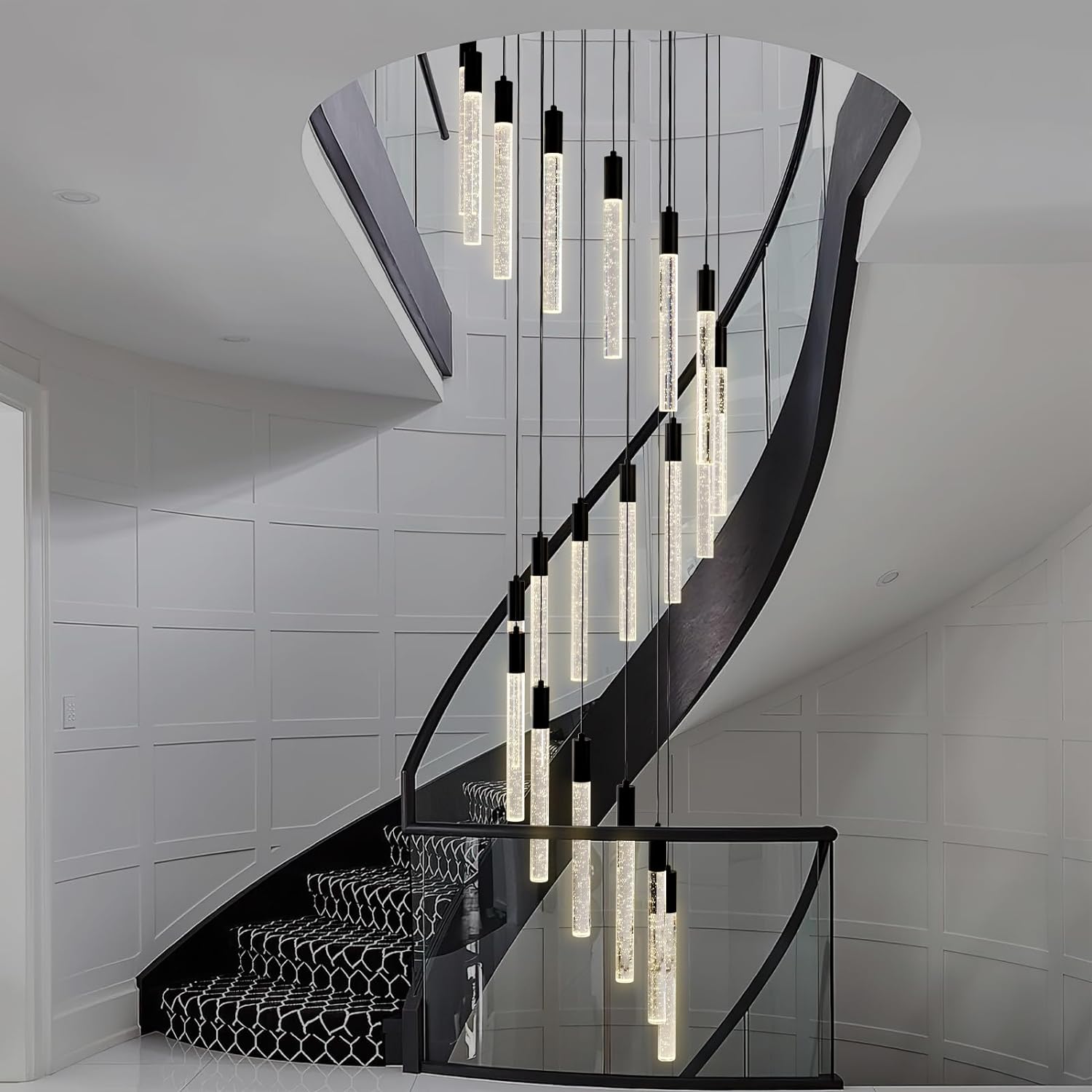 20-Light Modern LED High Ceiling Chandelier