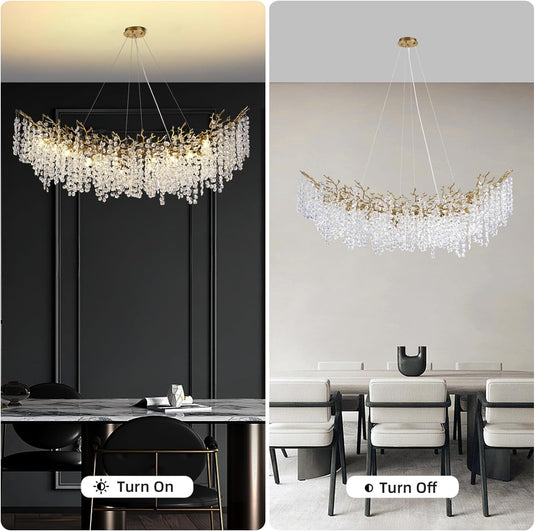 Snow Tree Branch Crystal Chandelier for All Rooms 30" 40" 55"